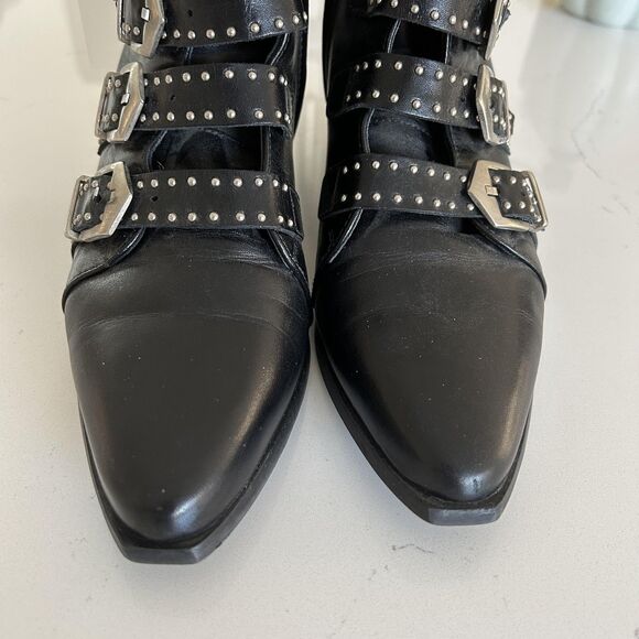 Pertini Boots Womens Sz 38 8 Leather Buckle Stud Ankle Western steampunk witchy - Picture 7 of 12